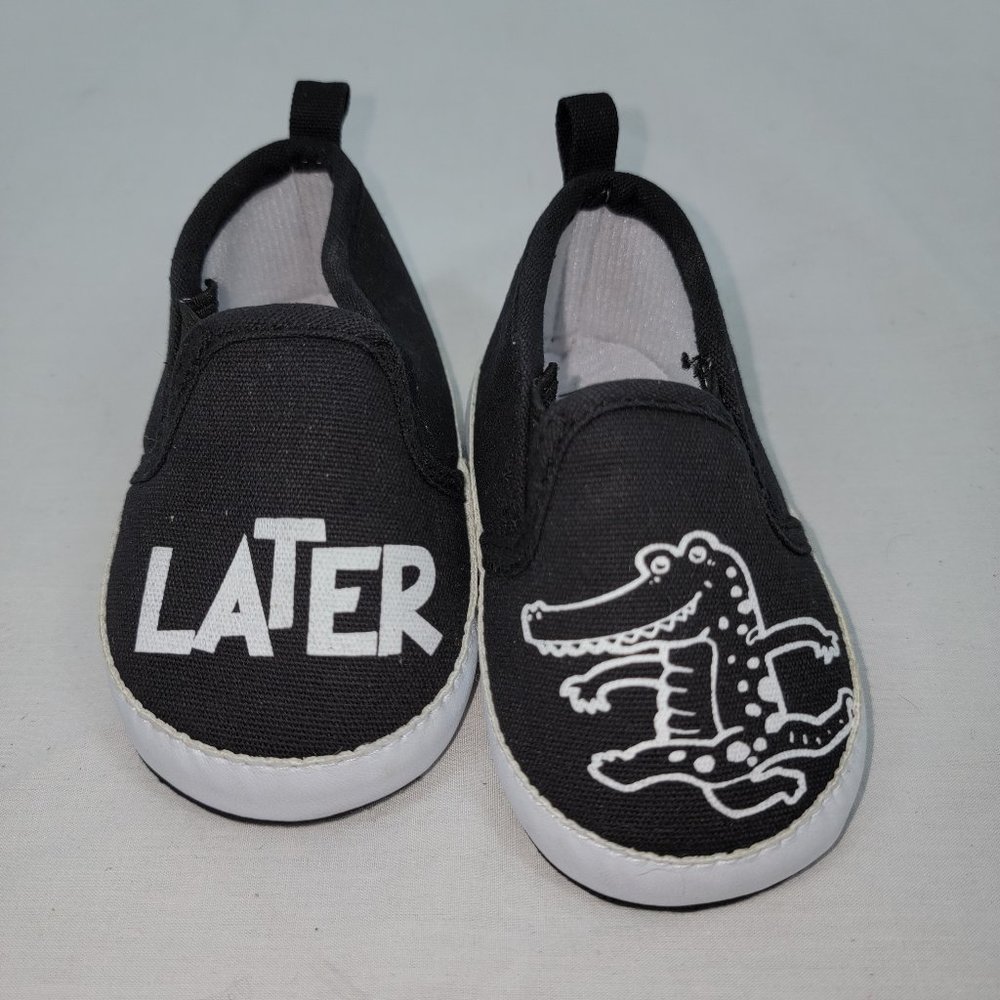 Rising Star Later Gator Shoes Slip On Soft Side Black Infant Baby 6-9 Months